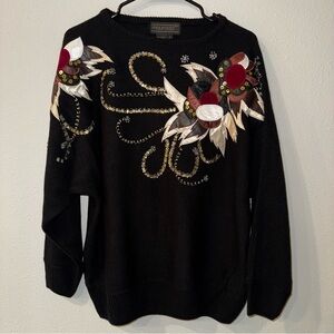 Murada Vintage Embroidered Beaded Sweater Size Large